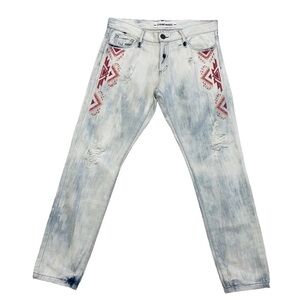 Etienne Marcel Jeans Distressed Denim Embroidered Size 29
